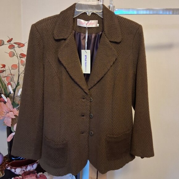 NWT Comfy Lined Brown Blazer Jacket Spring Fall Winter Jackets Tag Size S - Picture 8 of 12